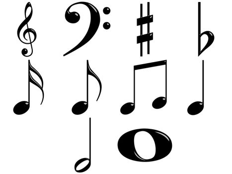 3d music notes isolated in white