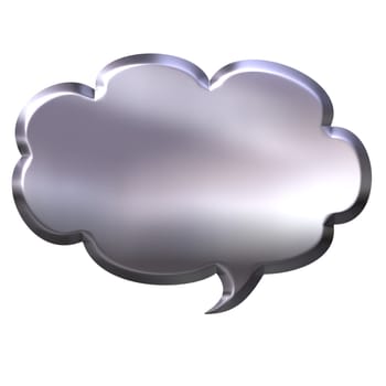 3d silver speech bubble isolated in white
