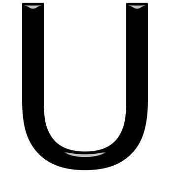 3d letter U isolated in white