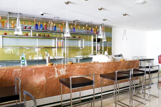 Image of an empty hotel bar.