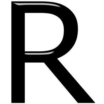 3d letter R isolated in white
