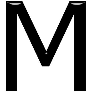 3d letter M isolated in white