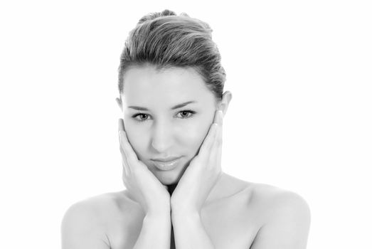 Young beautiful woman glamour beauty shot isolated on white background