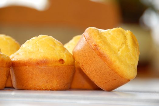 golden fresh appetizing bakery closeup on table