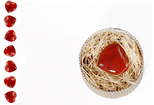 red heart gift in paper box isolated over white