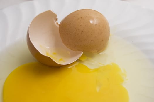 Close-up of a Broken Egg.