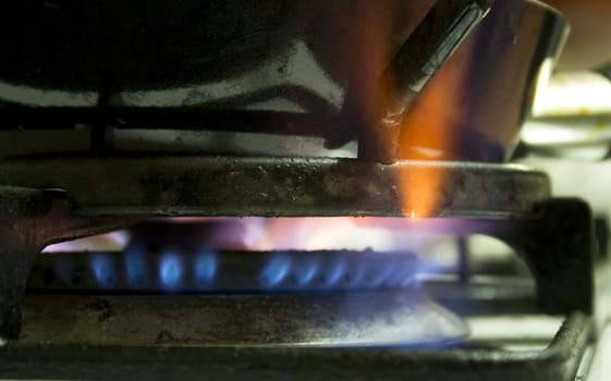 Close up of a gas stove.