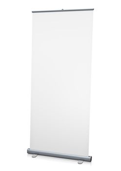Blank 'roll-up' display. 3D rendered image.
