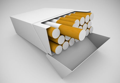 blank packet of cigarettes; 3D rendered image
