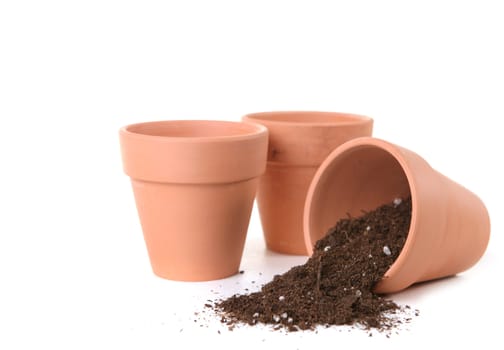 Clay Pots Waiting To Be Planted With Seeds for Springtime