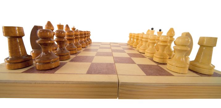 Brown chess on board a white background