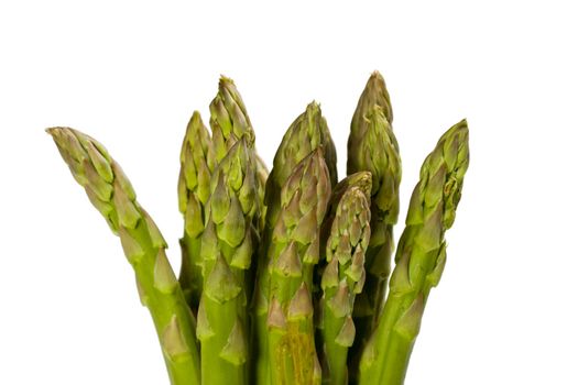 detail of fresh green asparagus isolated on white background