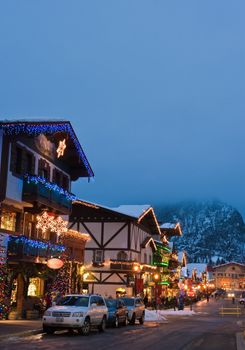 christmas lights, in town, Leavenworth, Wa.