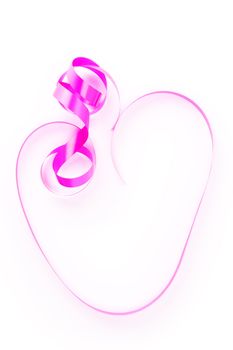 Valentine heart from ribbon isolated over white with Selection channel