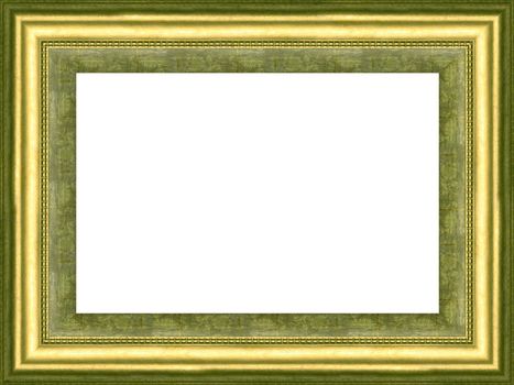 a picture gold frame on a white