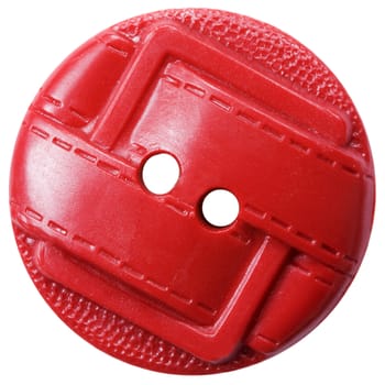 Red plastic button on the white background