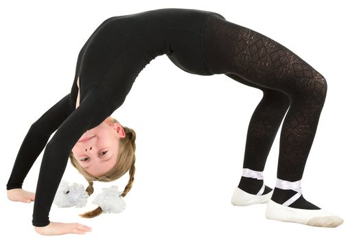 Ballet dancer girl on the white background