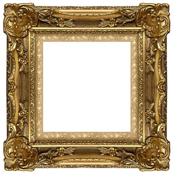 a picture gold frame on a white