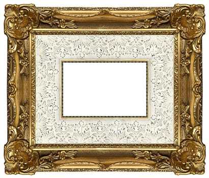 a picture gold frame on a white