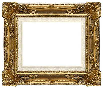 a picture gold frame on a white