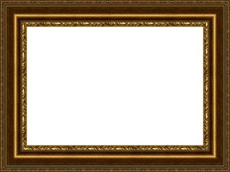 a picture gold frame on a white
