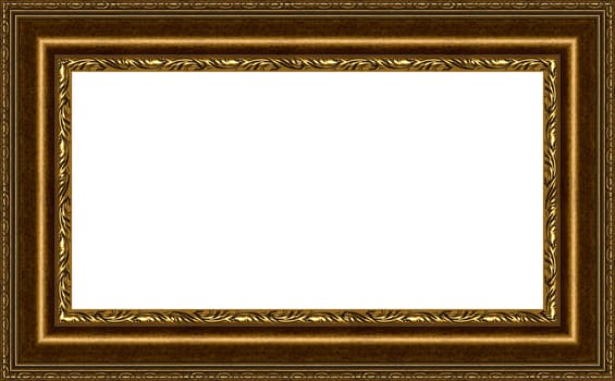 a picture gold frame on a white
