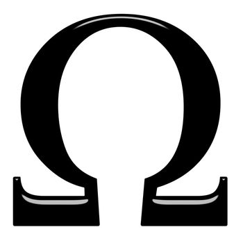 3d Greek letter Omega isolated in white