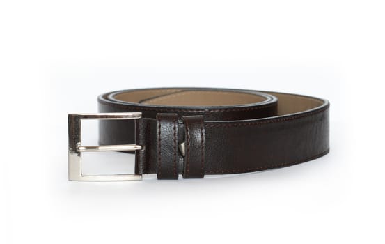 New black leather belt isolated on white background