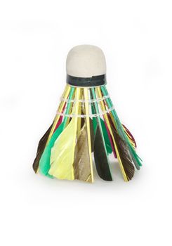 Colorful shuttlecock isolated on white background