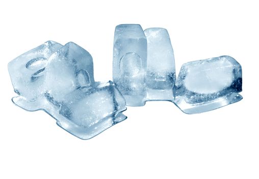 Few ice cubes isolated on white background with clipping path