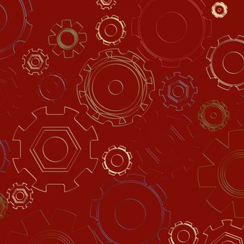 cogwheels in colors over red background, wallpaper