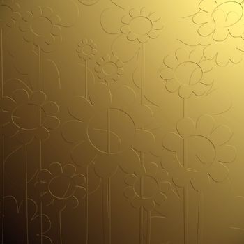 Golden bas relief floral background