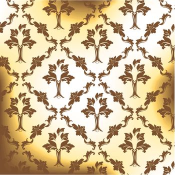 Fabrick design with floral decoration in sepia