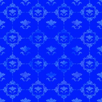 Blue pattern with floral decorations, vintage design