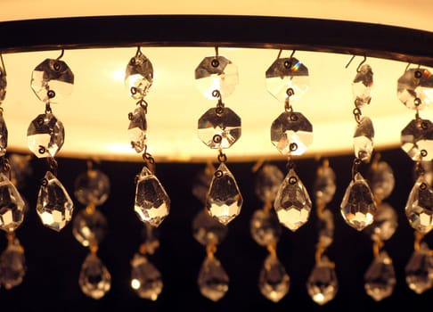 Lamp with a lot of crystal pendents