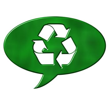 Recycling speech bubble sign isolated in white
