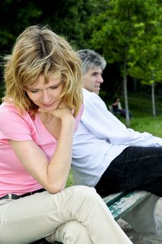 Mature man and woman having relationship problems