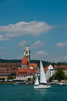 city view of Uberlingen from water