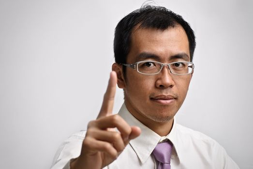 Executive of mature business man, closeup portrait of Asian.