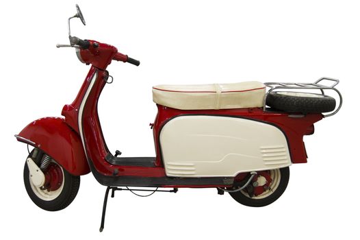 Vintage red and white scooter. Vector path is included on file.
