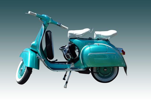 Vintage green scooter. Vector path is included on file.