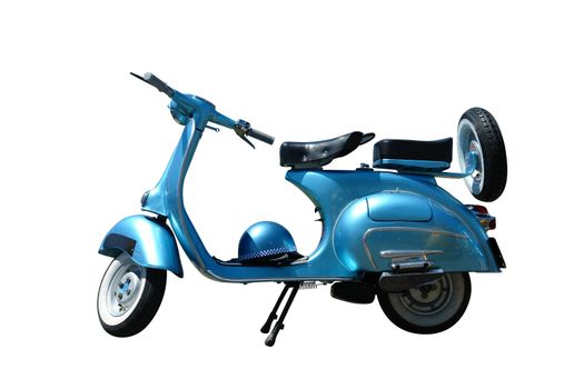 Vintage blue vespa scooter. Vector path is included on file.