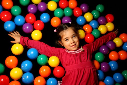 fashion session in studio with colour balls