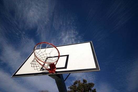 basketball board against blue sky