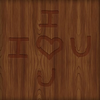 Valentine's handwrited declaration carved on table