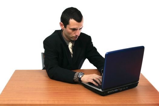 businessman over white studio background