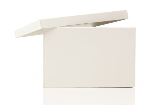 Blank White Box with Lid Isolated on a White Background Ready for Your Own Message.