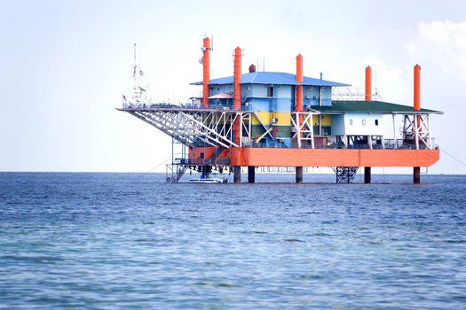 Image of a disued oil rig in Malaysia.