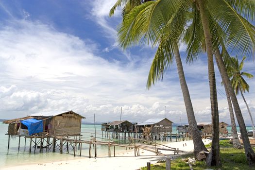Image of a remote Malaysian tropical island village.