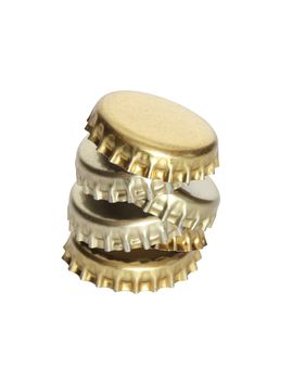 Stack of bottle caps isolated on white background with clipping path